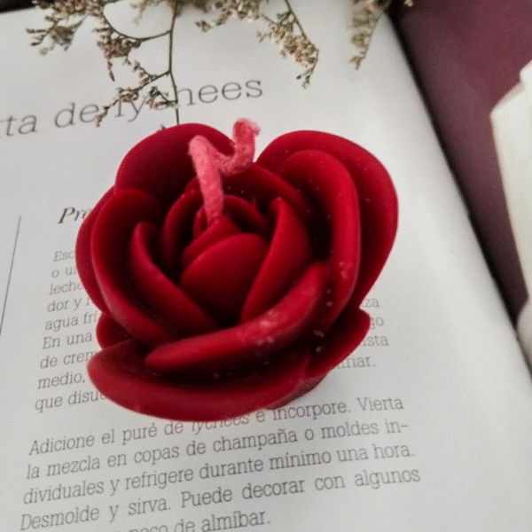 Vela Decorativa Rosa Pequeña - Imagen 5